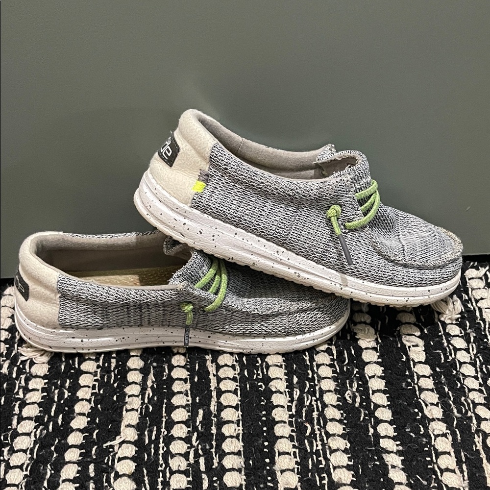 Hey Dude Kids Gray and Green Moccasins